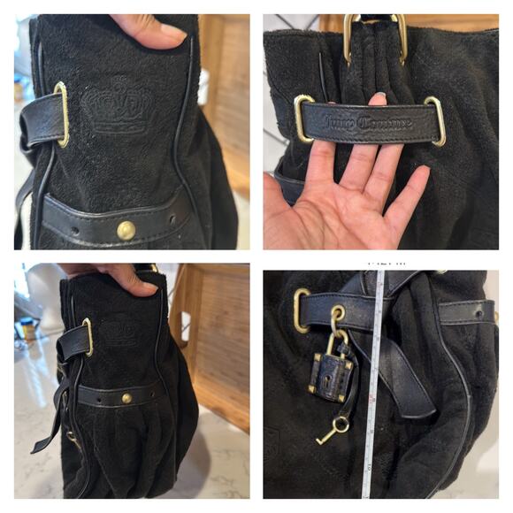 Juicy Couture iconic padlock day shoulder tote bag black terry cloth Y2K it Girl - Picture 6 of 6